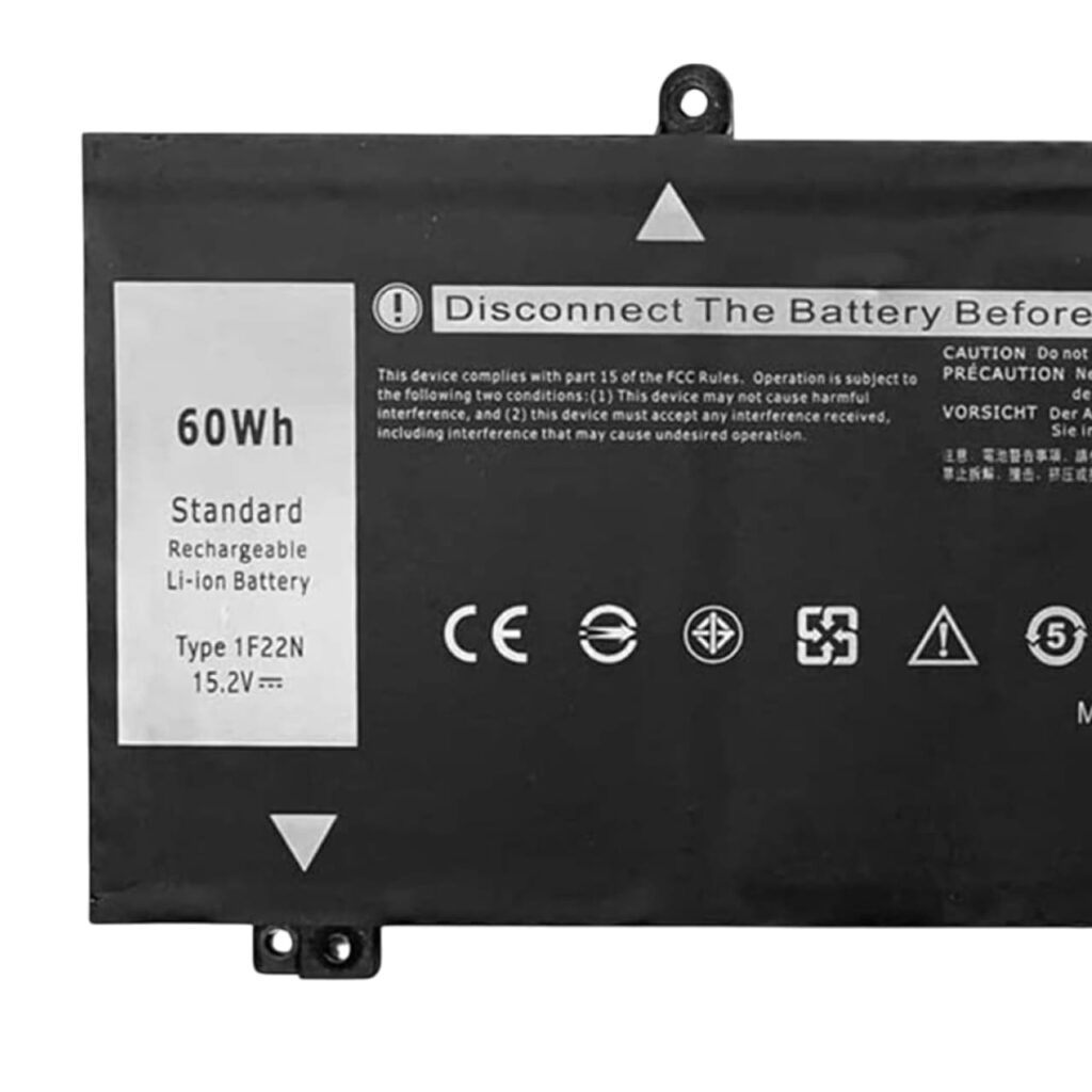 Label on Dell 1F22N battery with 15.2V and 60Wh specs - Fixlaptop Georgia