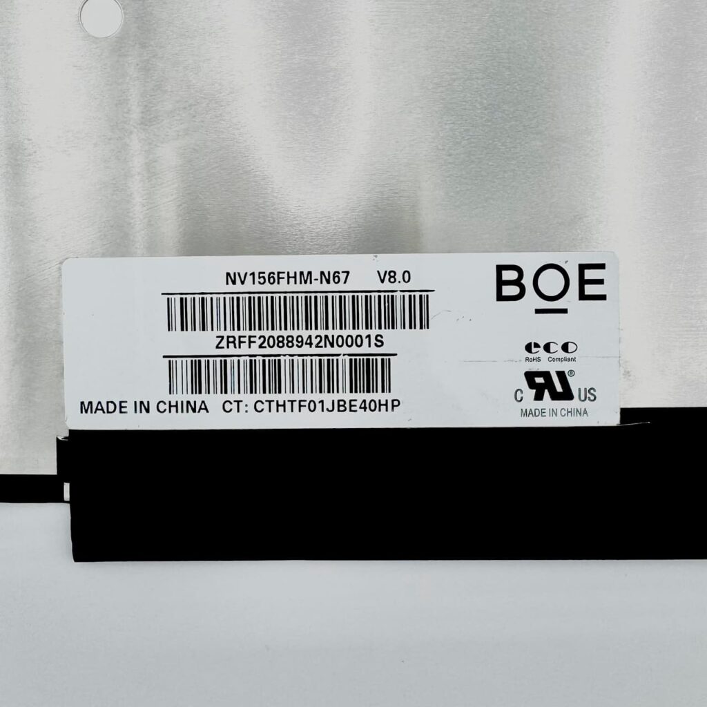 Label close-up NV156FHM-N67 BOE screen V8.0 - Fixlaptop Georgia