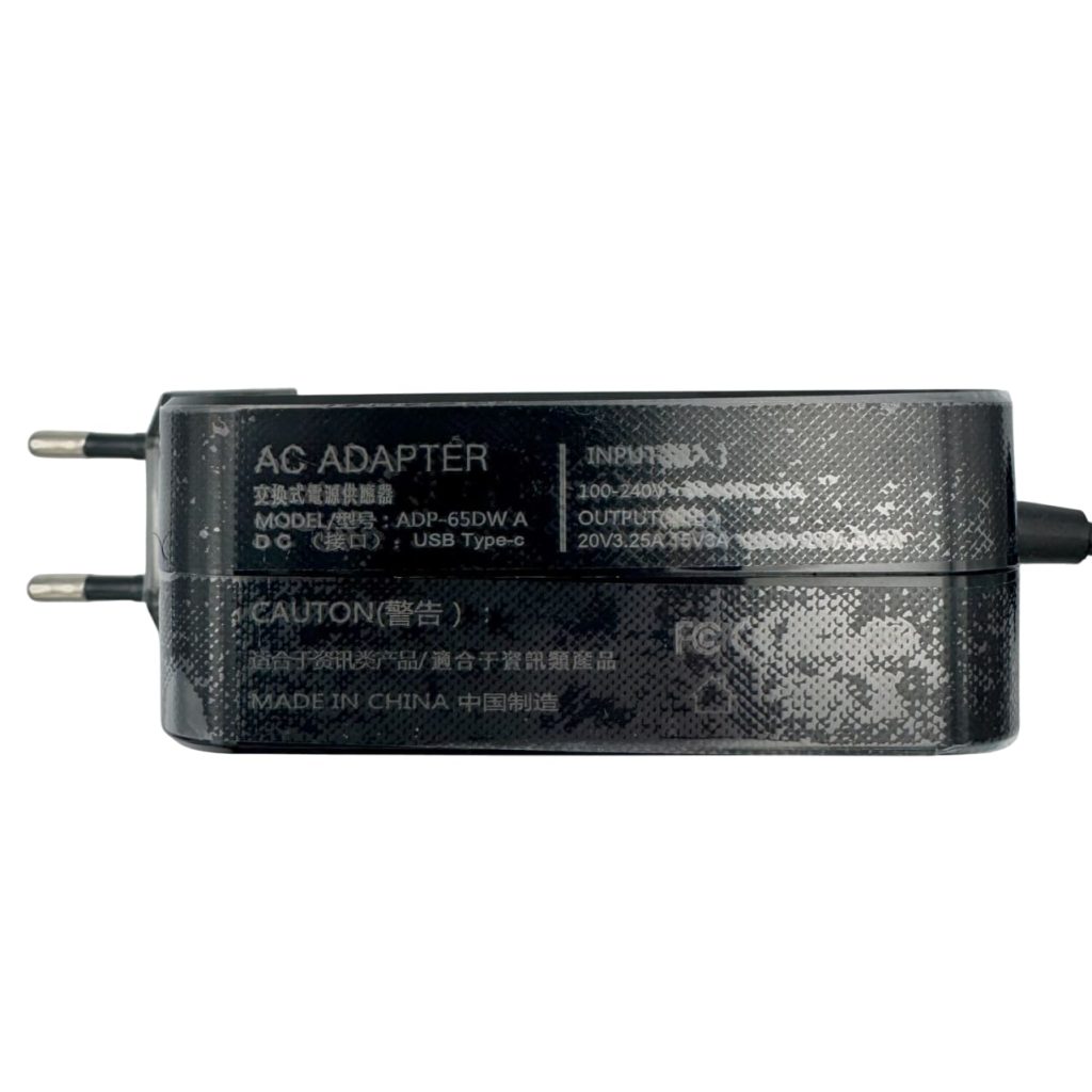 Label of 65W USB Type-C power adapter – Tbilisi Georgia