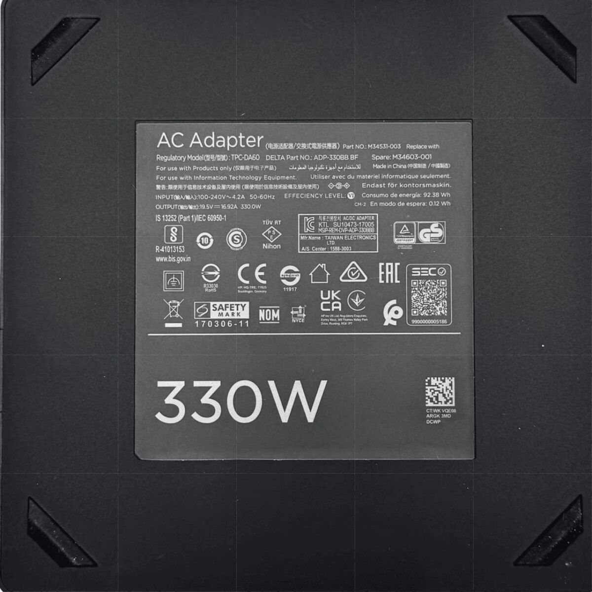 HP 330W charger 19.5V 16.92A 4.5x3.0mm for Omen 17 series