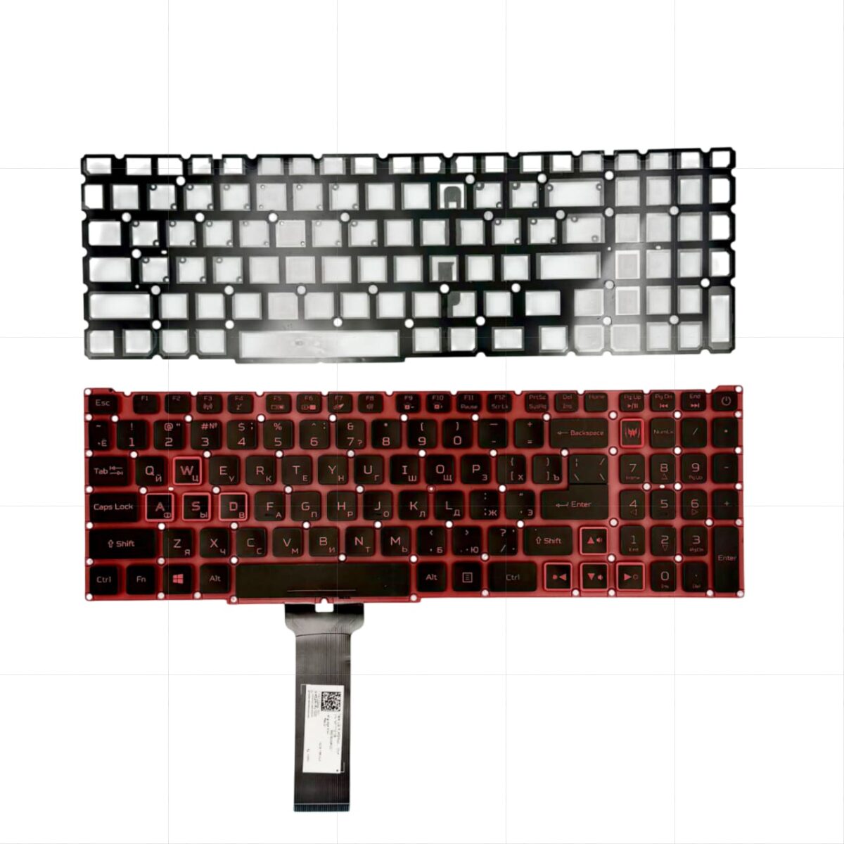 RU/EN keyboard for Acer Nitro 5 AN515-55 with red backlight and wide cable
