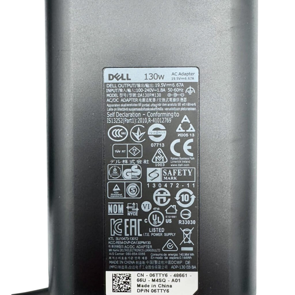 Label of Dell original adapter DA130PM130 19.5V 6.7A 130W for Inspiron and XPS – Tbilisi