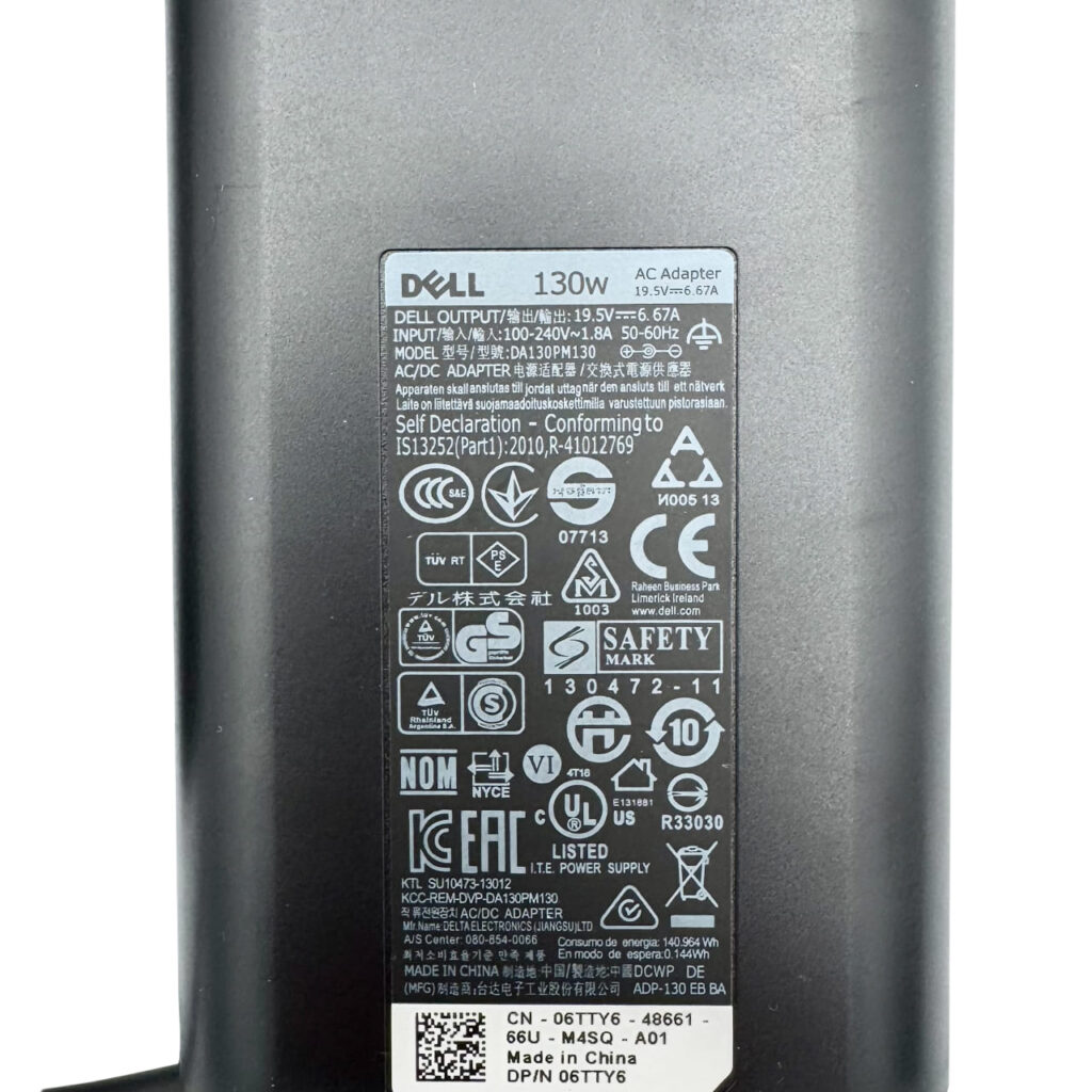 Label of original Dell DA130PM130 power adapter 19.5V 6.67A 130W – Tbilisi