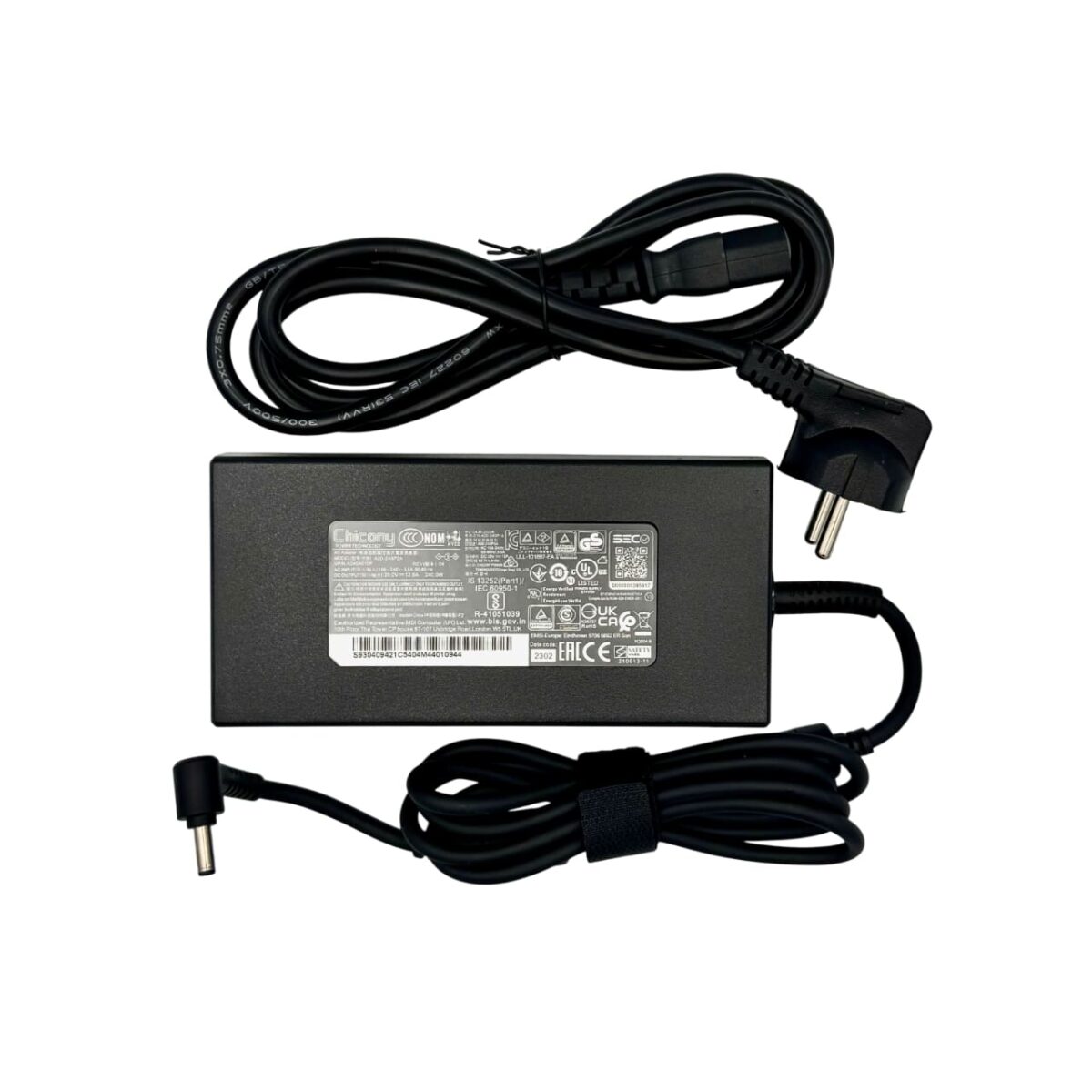 Complete MSI 240W charger with EU plug and right-angle connector – available in Georgia