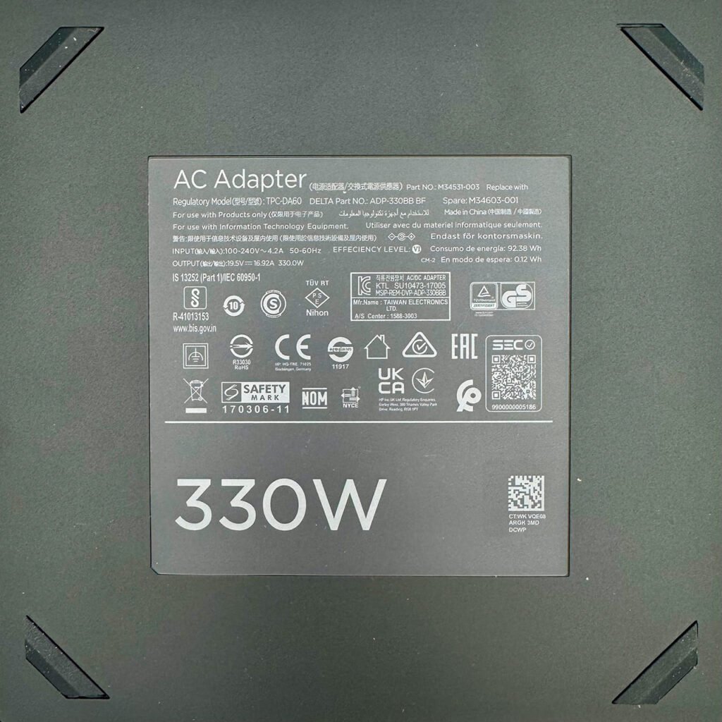 Label of HP 330W original adapter ADP-330BB B 19.5V 16.9A – Tbilisi