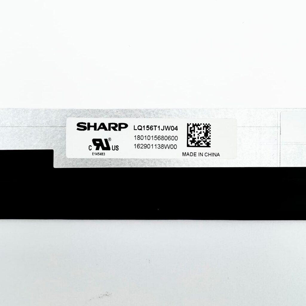 Sharp LQ156T1JW04 model label close-up - 40-pin eDP QHD panel - Georgia