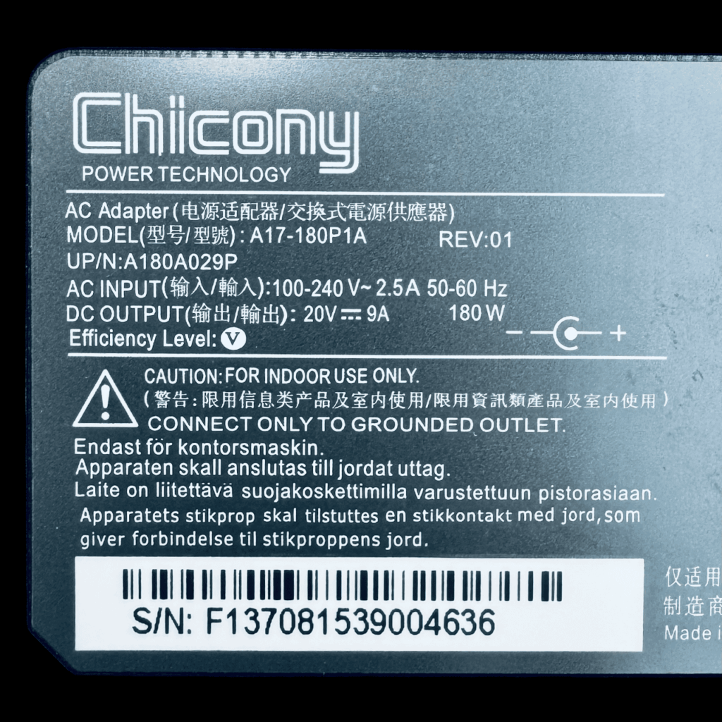Chicony A17-180P1A MSI 180W power adapter for Katana Bravo Alpha Creator
