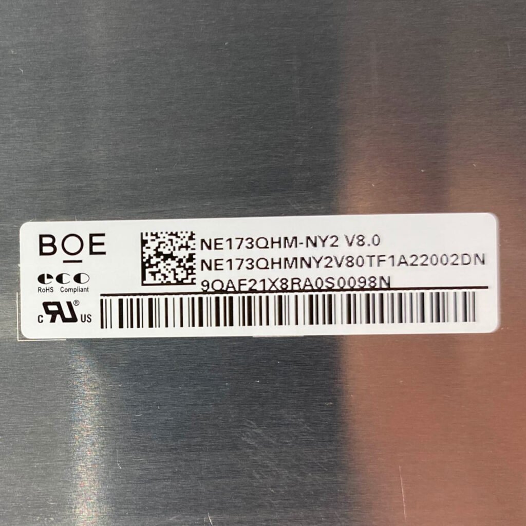 NE173QHM-NY2 17.3 inch laptop screen back side with BOE label