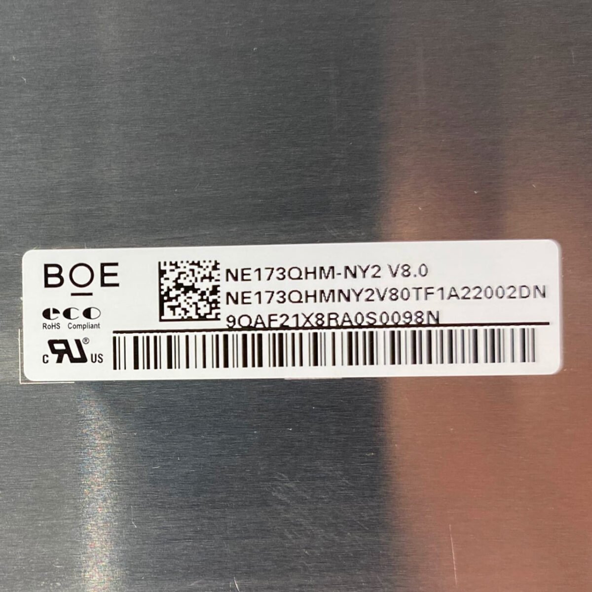 NE173QHM-NY2 17.3 inch laptop screen back side with BOE label
